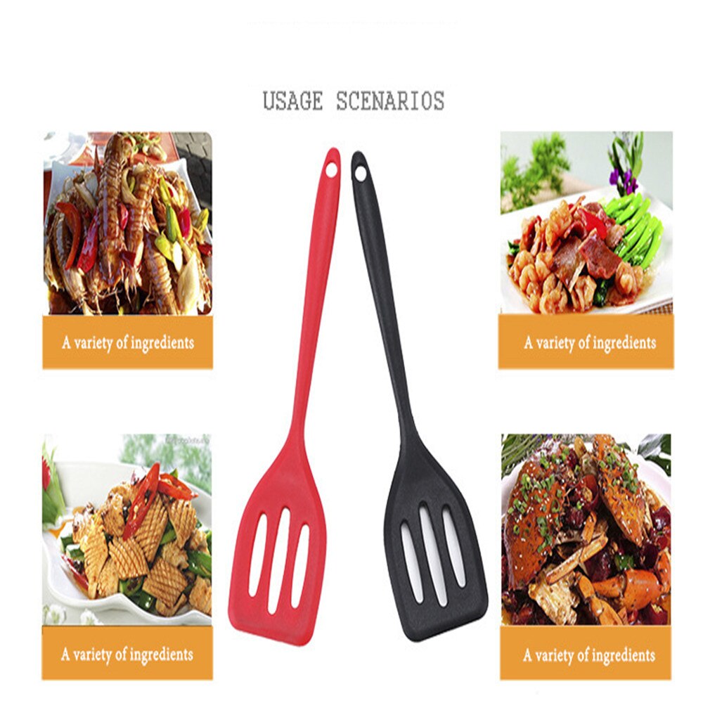 Non-Stick Grade Silicone Turner Slotted Turner Spatula Stainless Steel Handle Kitchen Utensil Non Toxic