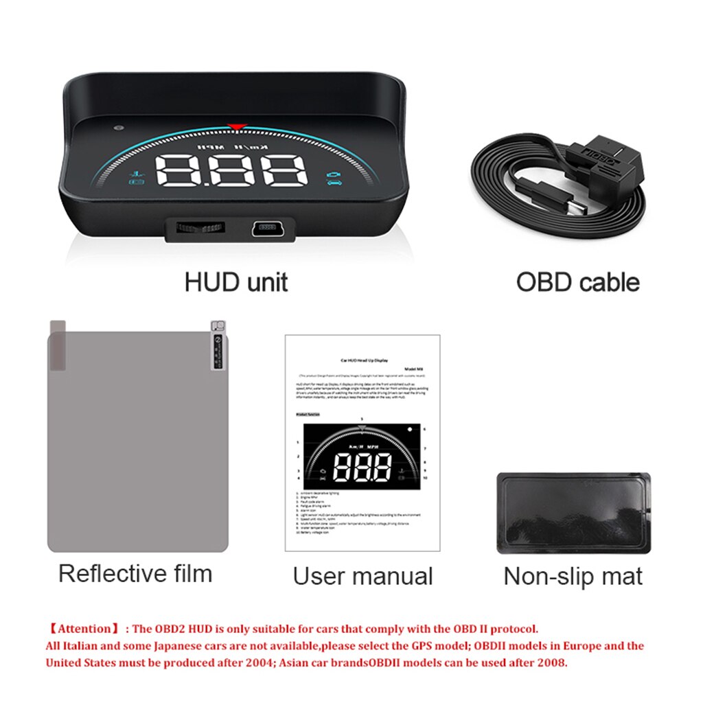 Proyector de parabrisas de advertencia de exceso de velocidad, pantalla Hud de estilo de coche, KM/H MPH