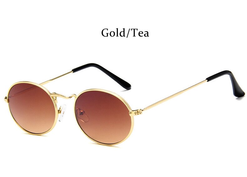 Leonlion Vrouwen Zonnebril Retro Metalen Ovale Zonnebril Mannen Zonnebril Vintage Vrouwelijke Shades: Gold Tea