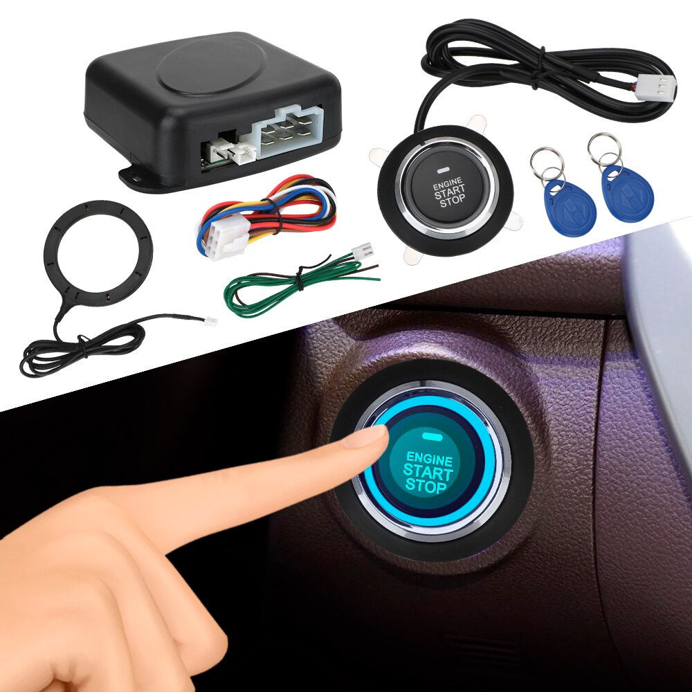 One Start Stop Button Entry Ignition Starter Switch Car Alarm Engine Push Button Keyless Entry Starter Antitheft System 12V