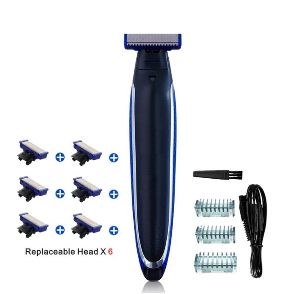 Elektrisk barbering skæg maskine barbermaskine usb genopladelige mænd vaskbar genopladelig elektrisk barbermaskine: Barberhoved  x 6