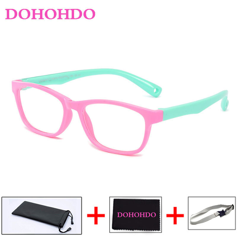 Dohohdo børn optisk brillestel barn dreng pige nærsynethed receptpligtig brillestel briller brillestel oculos de sol: Lyserød grøn