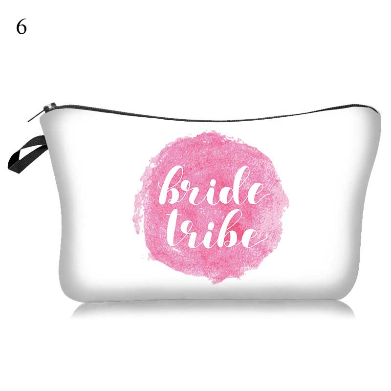 Team Bruid Brief Gedrukt Make-Up Tas Wit Cosmetische Zakken Bruidsmeisje Wedding Party Make Pouch Dames Beauty Case Toilettas