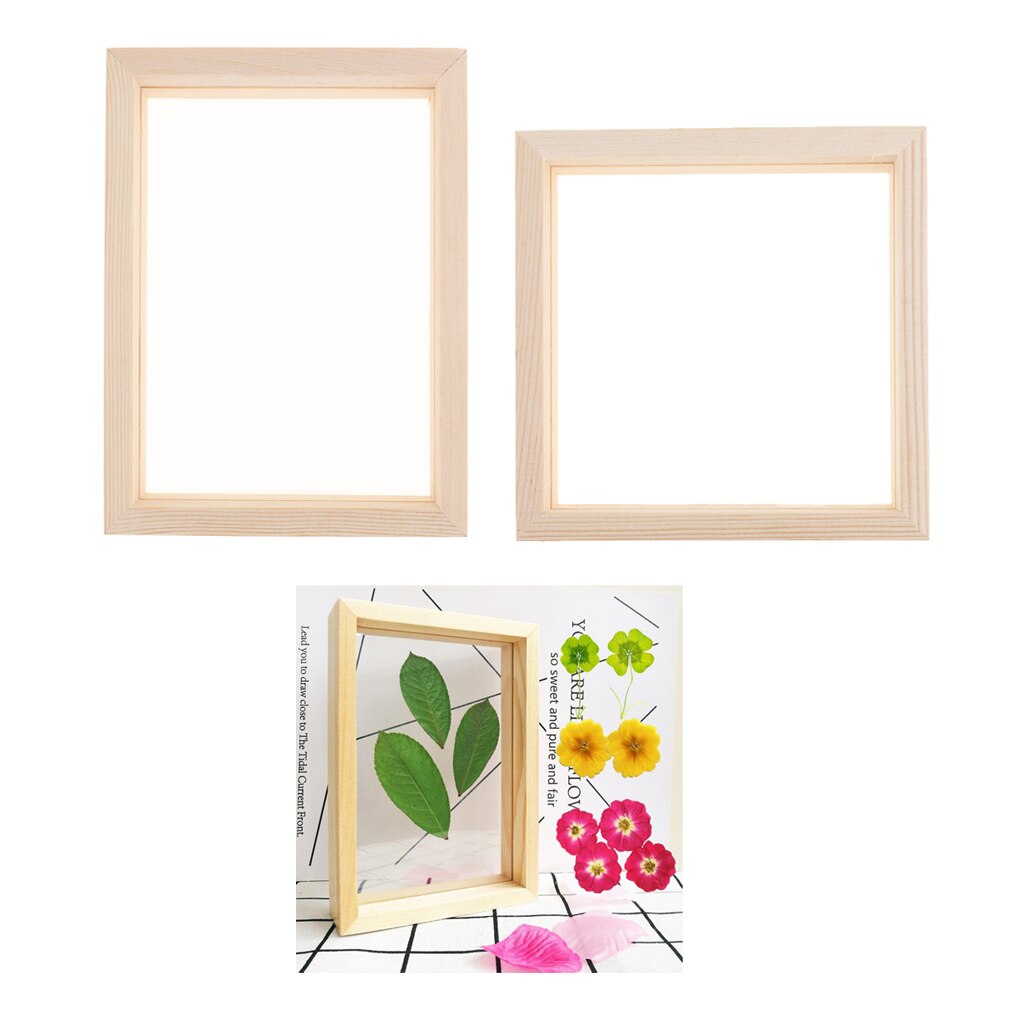 double-sided glass specimen transparent wooden frame 2Pcs