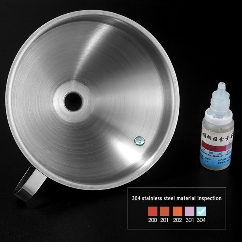 1pc rustfrit stål tragt køkkentragt til olie vin metal tragt aftageligt filter bred mund konserveringstragt køkken gadgets