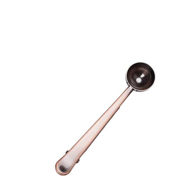2in1 Edelstahl Kaffee Löffel Milch Pulver Tee Abdichtung Clip Multifunktionale Messlöffel Kaffee Werkzeug Zubehör: Braun