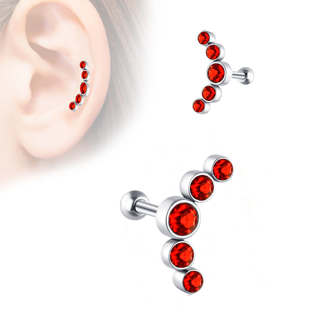1 Uds. Pendiente de hélice para Piercing de cartílago de cristal, barra de acero inoxidable, pendientes para el trago, joyería Daith para mujer: Color oro puro