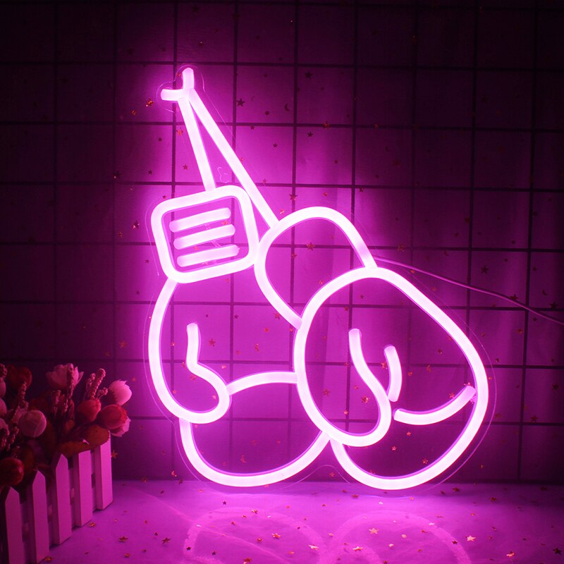 Boksen Neon Light Bokshandschoenen Cool Wall Opknoping Art Decoratie Usb Switch Acryl Neon Teken Gym Kamer Decor Xmas