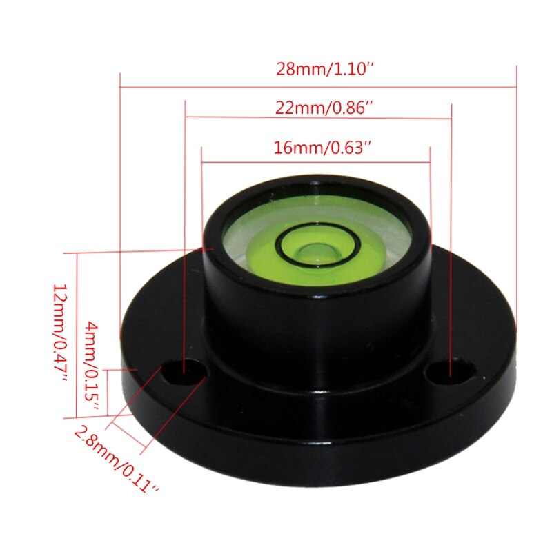 Metal Circular Angle Spirit Bubble Spirit Level 28mm Diameter Surface Level Bulls Eye Bullseye Round Green/White Liquid