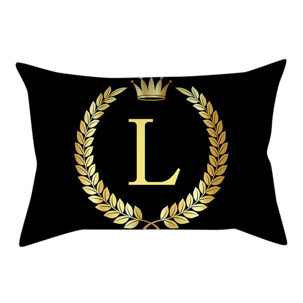 Or noir lettre taie d'oreiller oreillers décoratifs pour canapé housse de coussin taie d'oreiller pour la décoration intérieure Cojines Decorativos Para Sofá: G