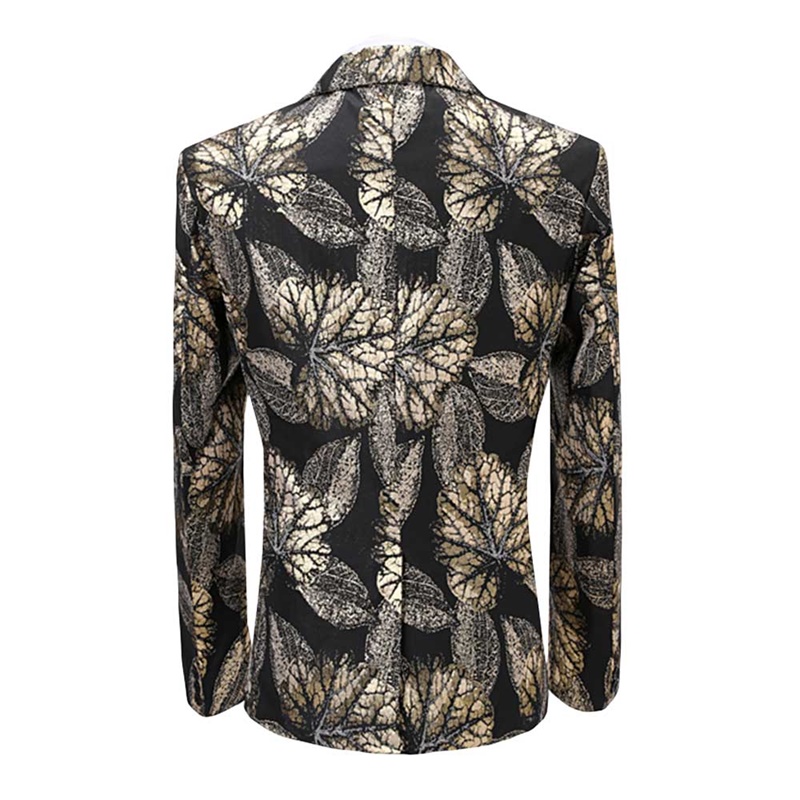 YUNCLOS noir feuille d'or hommes Costume Veste de mariage costumes pour hommes fête vestes hommes Veste Homme Costume une boucle XS-3XL