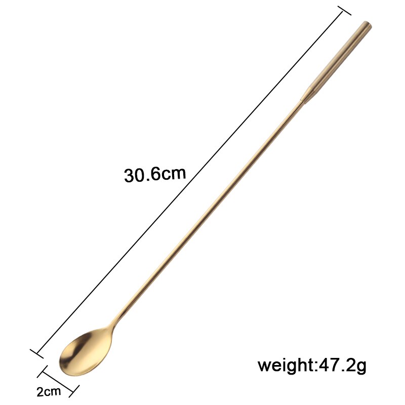 7 Color Cocktail Japanese Bar Spoon Long 304 Stainless Steel Spiral Pattern 12 Inch Bar Cocktail Shaker Wine Spoon Bar Tool: Pale Gold