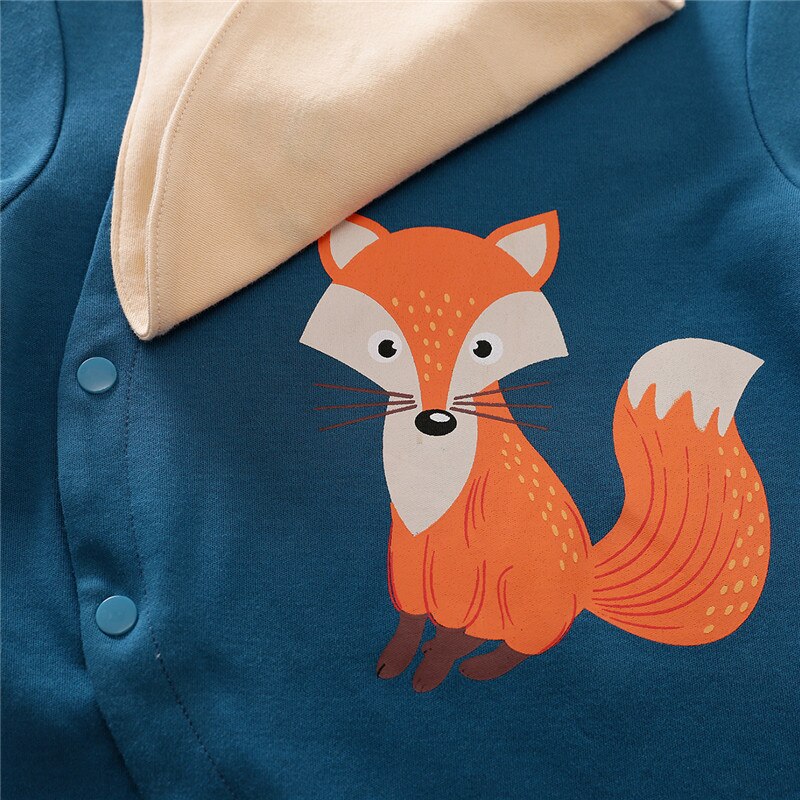 Bunvel Frühling Infant Baby Mädchen Jungen Overall Langarm Strampler Cartoon Fuchs Muster Neugeborenen Kostüm Outfits