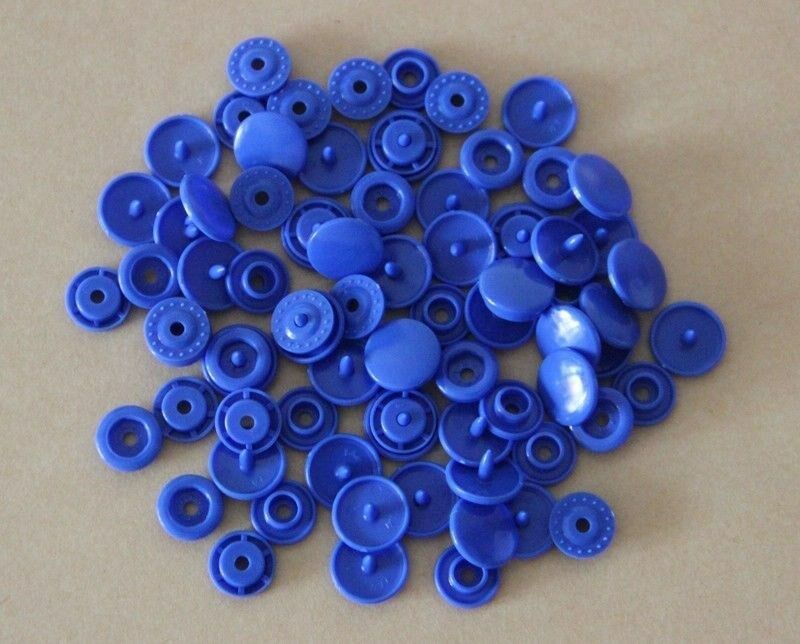 100 sets T3 Round Plastic Snap Buttons Clothes DIY Sewing Accessories Press Button: Royal  Blue