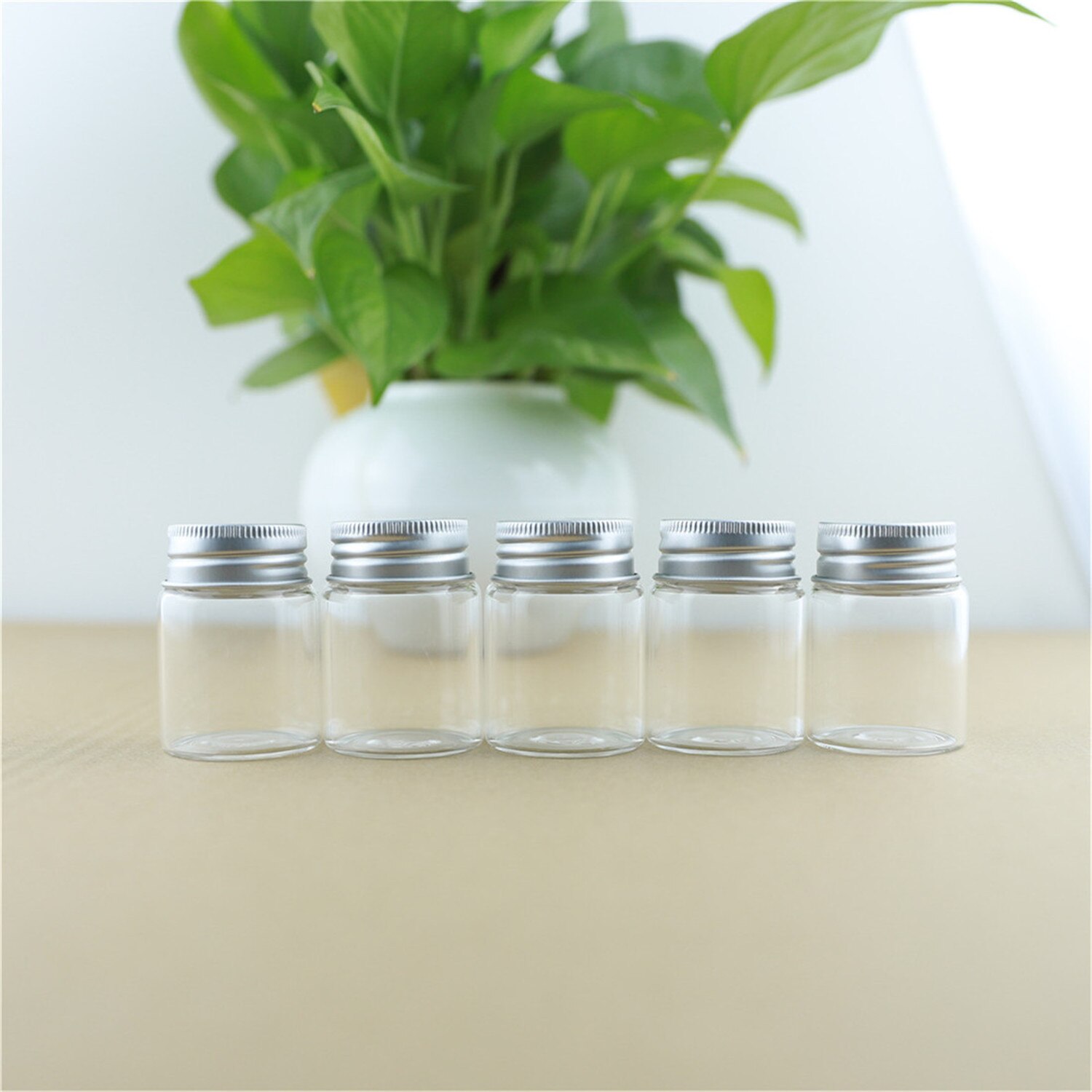 12 stycken 37*50mm 30ml glasflaskor flaska aluminiumkapsyler små provrör kryddor förvaring små burkar behållare dekorativt hantverk