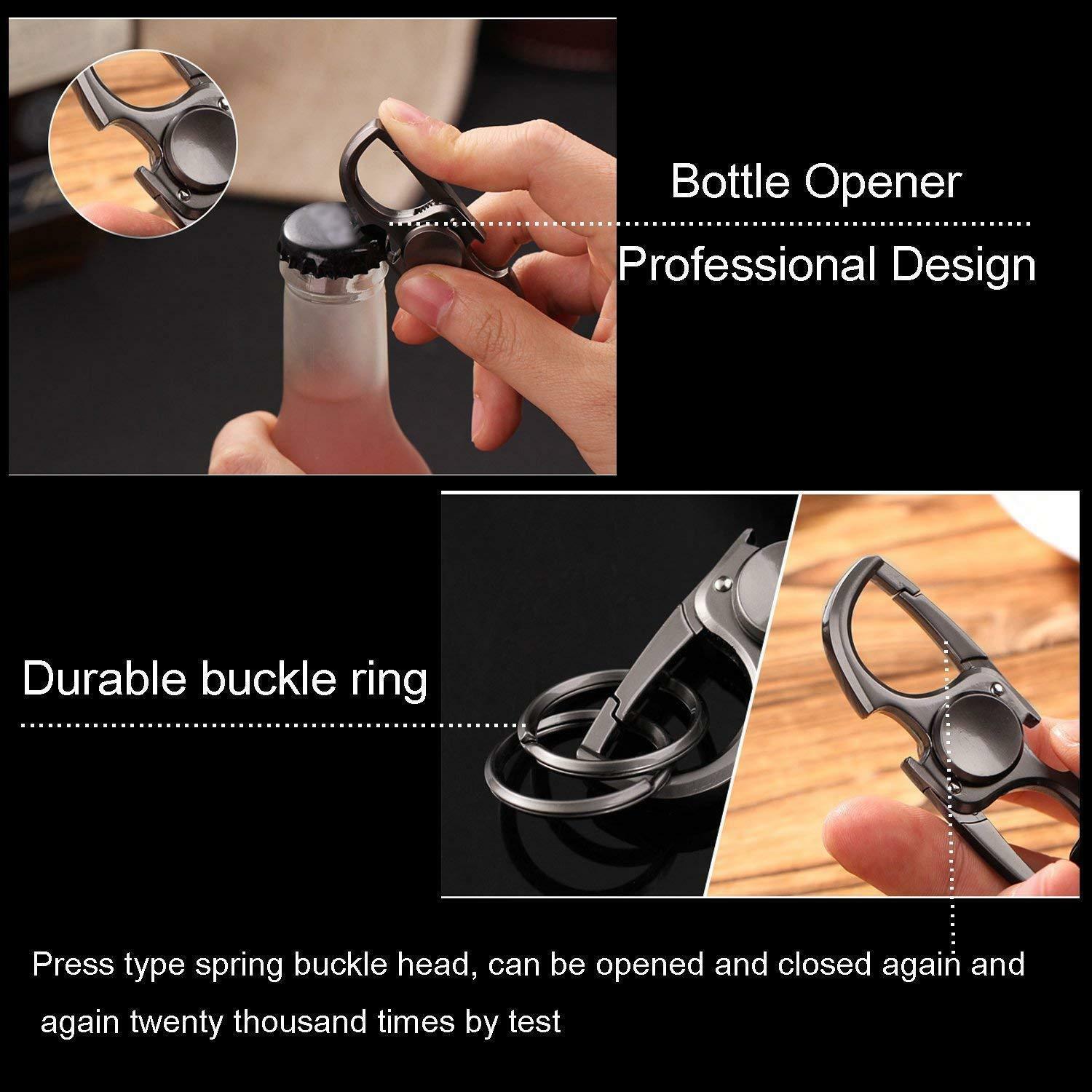 Bottle Opener Key Chain Unique Fidget Spinner With 2 Alloy Key Rings for Men Women Beer Kitchen Bar Multifunction Tools