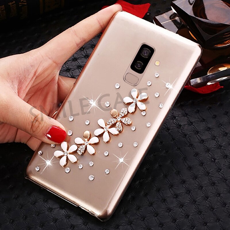 Sourire étui pour samsung galaxy J8 Funda 6.0 pouces clair en plastique strass étui pour samsung galaxy J8 couverture Capa