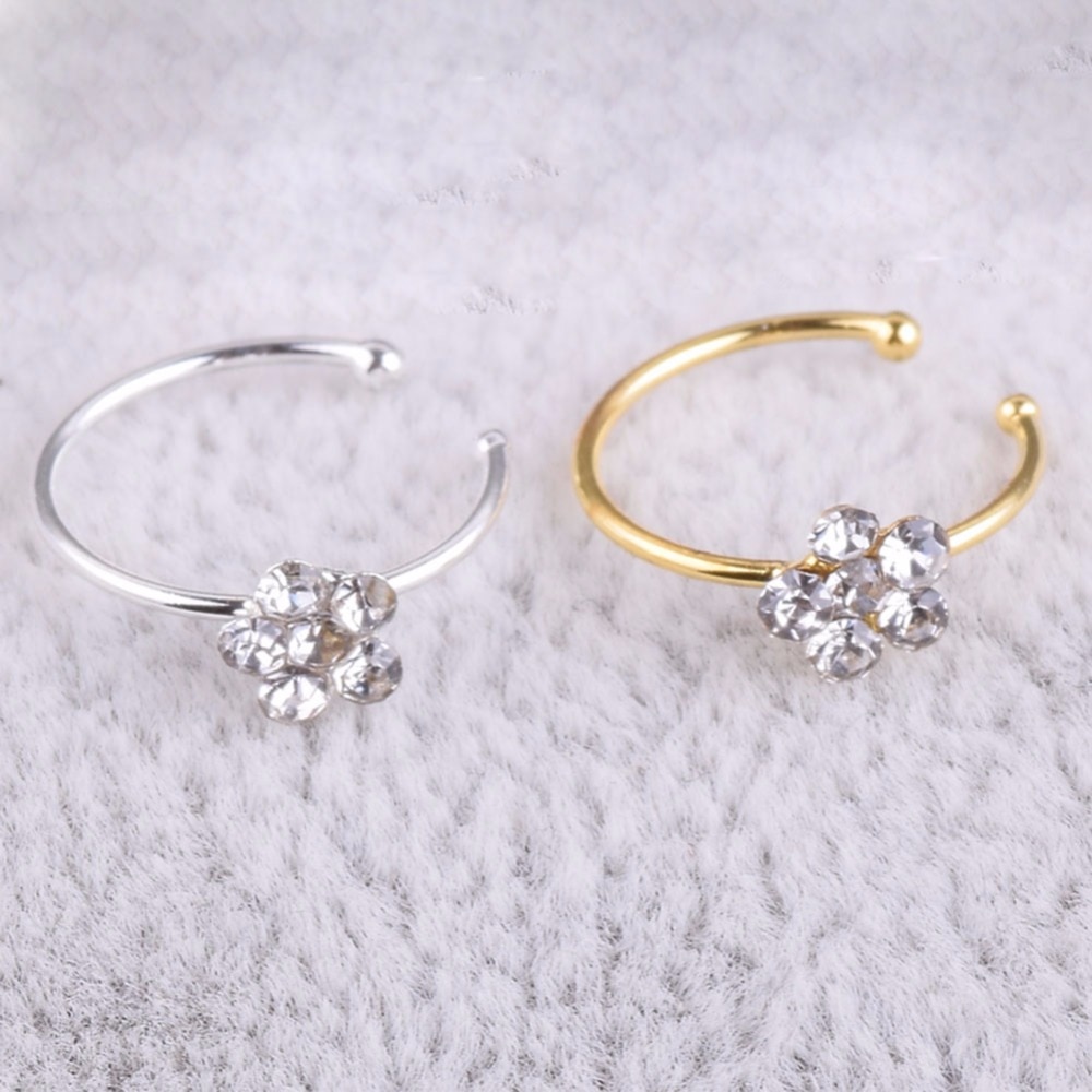 1Pc Stainless Steel Crystal Rhinestone Nose Ring Hoop Circular Piercing Nose Rings Tragus Ear Piercing Jewelry #248361