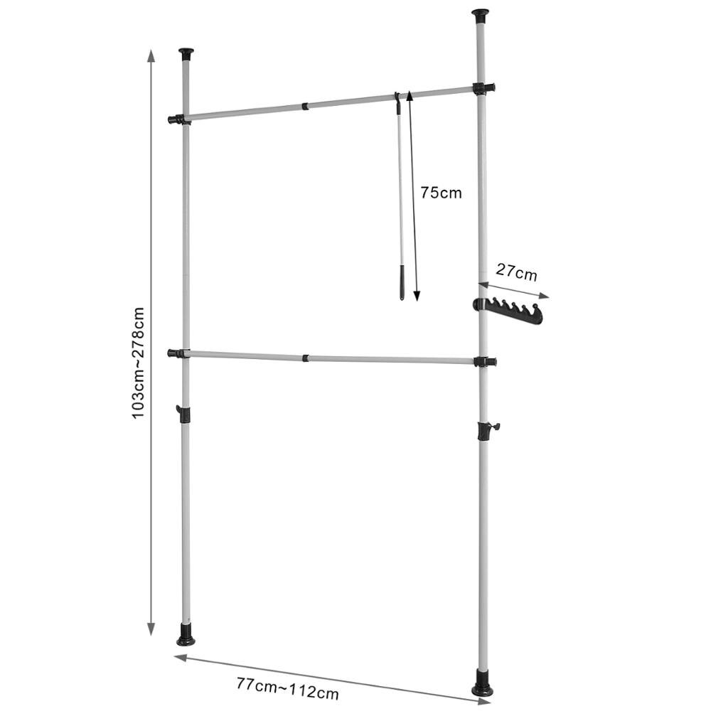 Télescope Garde-Robe Système Herkule, 2 Barres Portant de vêtement largeur (77-112cm) x hauteur (103-278cm) FRG109 SoBuy®