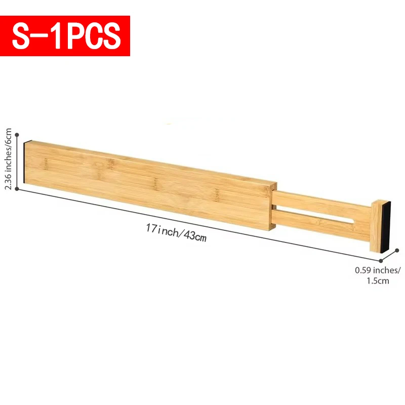 1/2/4Pcs Bamboo Drawer Dividers Organizers Adjustable Expandable Loaded Drawer Separators for Kitchen Bedroom Dresser Organizer: Silver