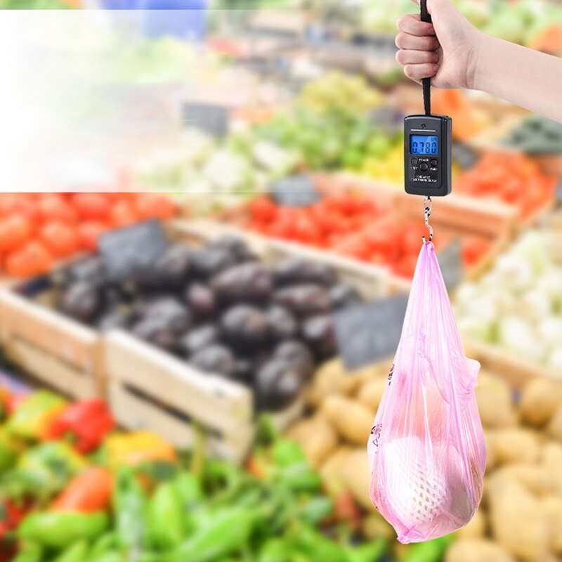Báscula Digital portátil de 40kg para equipaje de pesca, báscula electrónica de viaje, gancho de ponderación de escala, luz negra