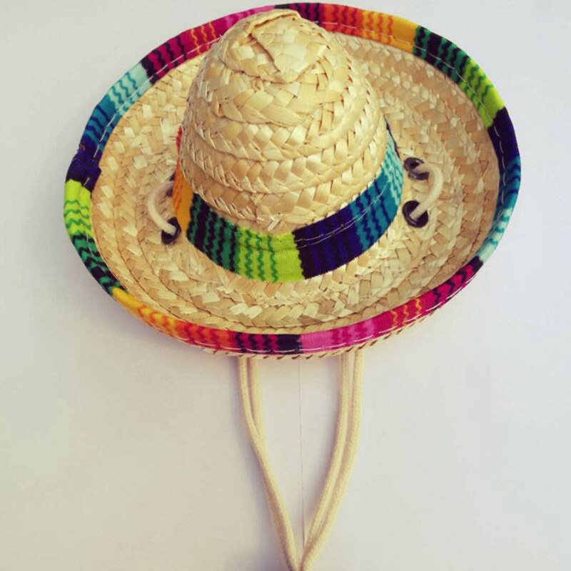 Mini chapeau en paille pour chiens, Sombrero, chat, chapeau de soleil, fête sur la plage, chapeau en paille pour chiens, chapeau hawaïen pour chiens, accessoires amusants: A