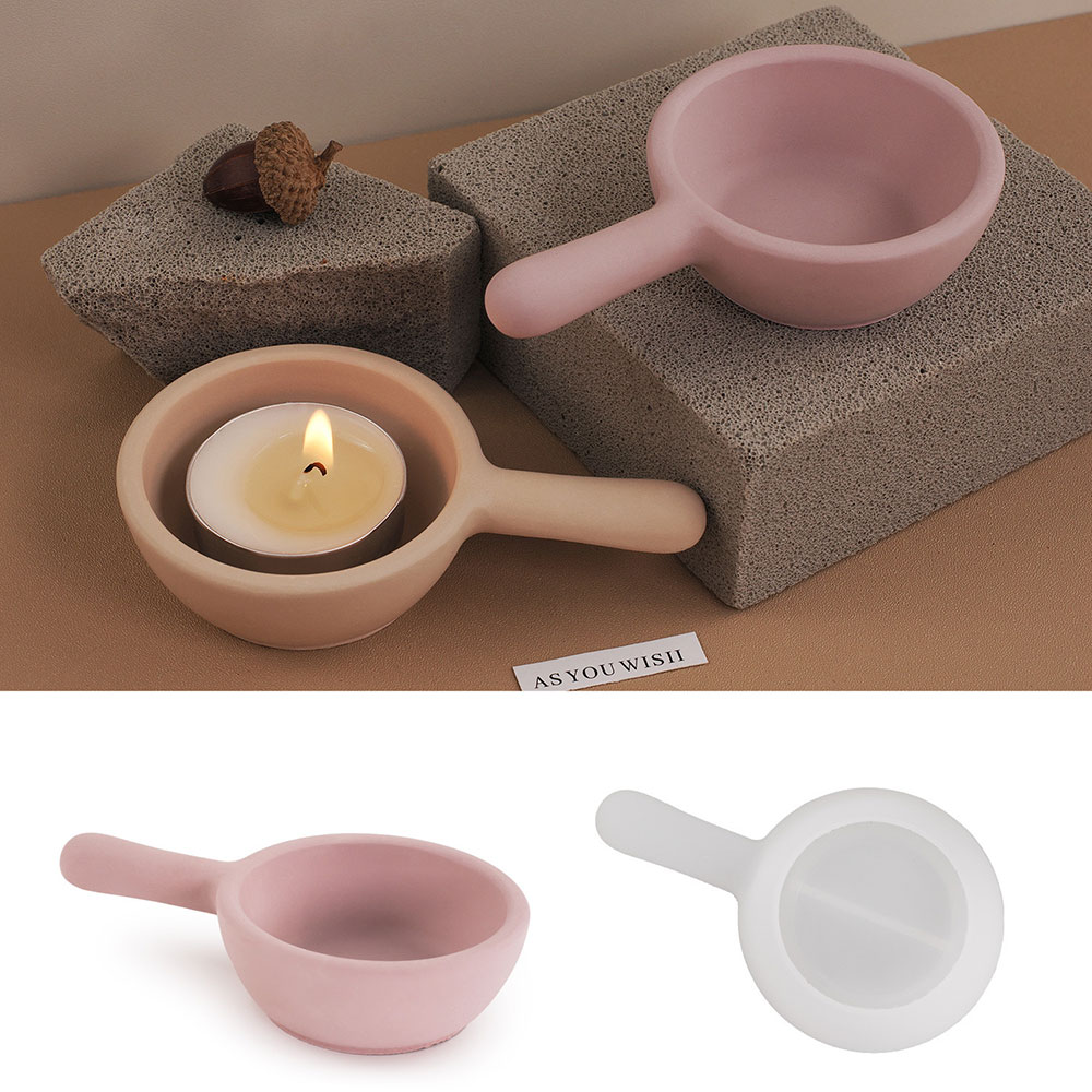 Silicone Mold Tray Candle Holder DIY Cimento Candlestick Decoração Tealight Holder Argila de resina de gesso
