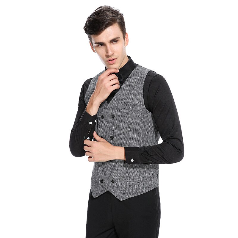 Gilet croisé pour homme, gilet de costume formel gris, gilet de costume slim business, hauts homme printemps