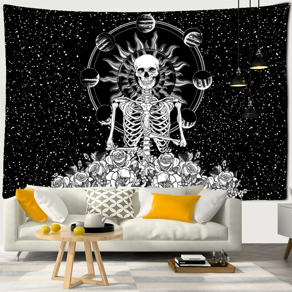 Skelett sternenklar Himmel Wandteppich Hängen Sterne Magie Astrologie psychedelisch Polyester Teppich Böhmischen Stil Dekor