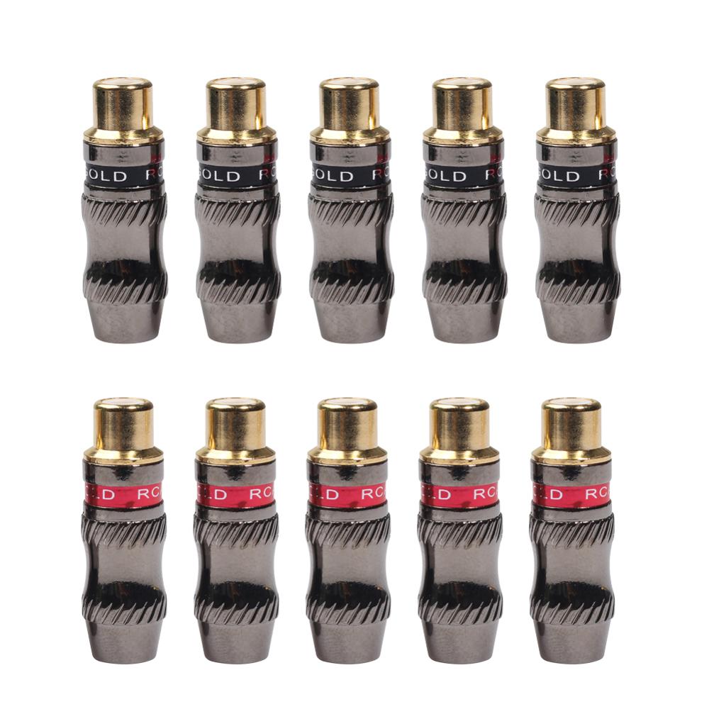 10 stücke Gold Überzog RCA weiblich Lot Koaxial Stecker Buchse Adapter Kupplungen Gold Überzogene Stecker Gute Kontaktieren Leistung: 5 Paare