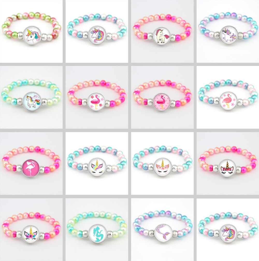 Pulseras de cuentas de unicornio, joyería de de sirena, de de cumpleaños para mujeres y niñas, muchos estilos