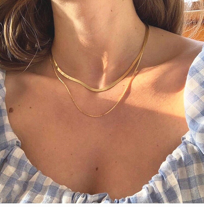 Gothic Punk Metal Multi Layer Dikke Ketting Choker Ketting Voor Vrouwen Mannen Gold Streetwear Sieraden Vrouwelijke Chocker Collier: OV51930