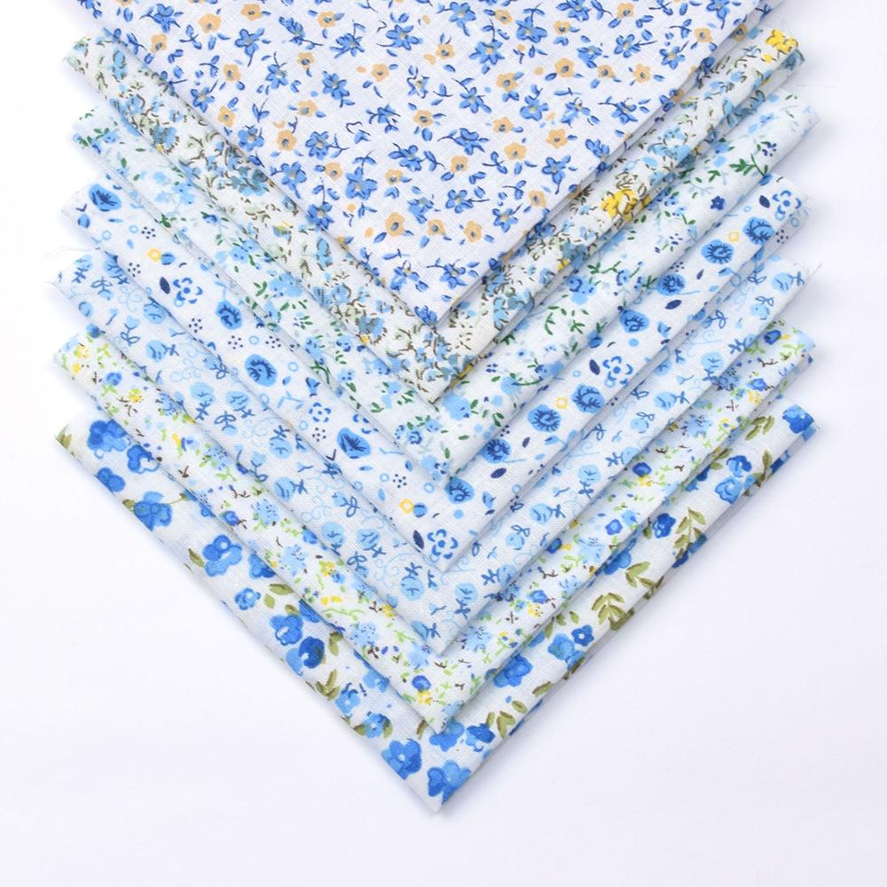 7pcs/lots 25x25cm Blue Floral Pattern100%Cotton Pu... – Grandado