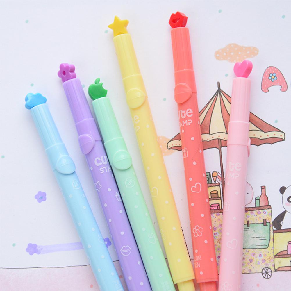 6 pcs/lot Pattern seal cartoon cute highlighter marker pen marker office school supplies child free shiping r20