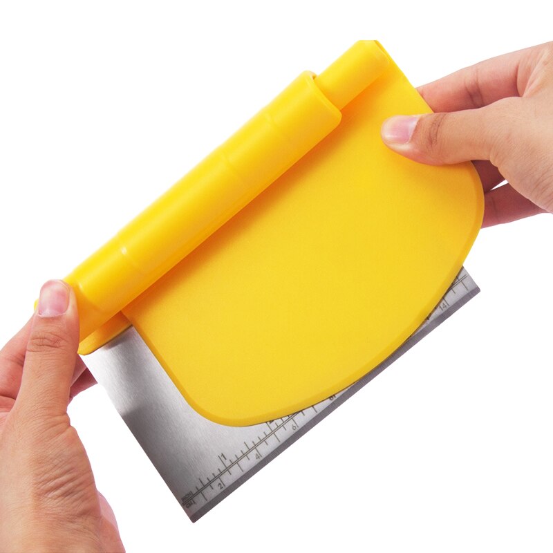 2 In 1 Stainless Steel Bench Scraper Set Pastry Dough Scraper With Scale Silicone Bowl Scrapers Bread/Pizza Dough Cutter 051