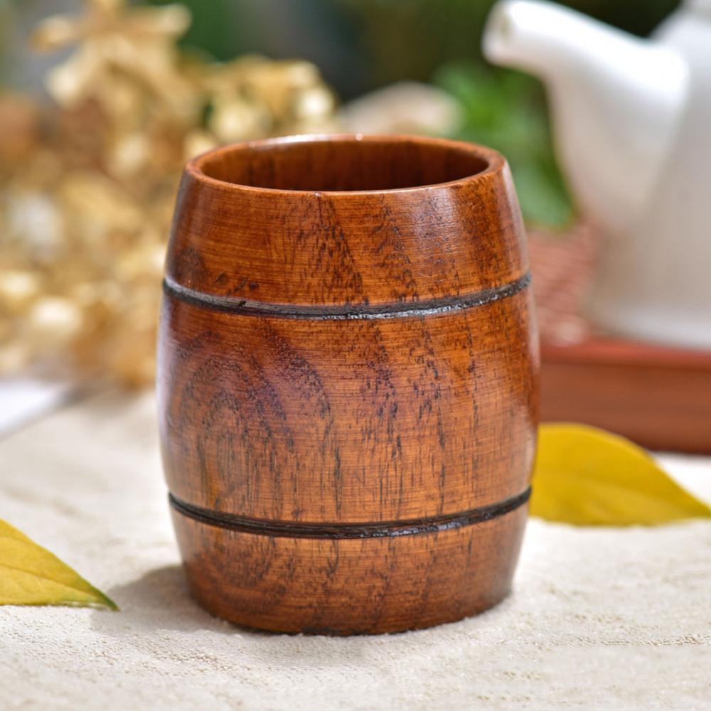 Bicchieri di legno fatti a mano delle tazze di legno naturali fatte a mano della tazza di acqua del latte del caffè del tè della birra delle tazze di pancia di forma del barilotto Dropshipping