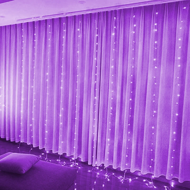 Lumières dégradées de rideau LED, 8 modes d'éclairage, décoration extérieure et intérieure pour Noël, fête de mariage, jardin, salon, chambre à coucher, 6m, 3m: Bleu / 0-5W