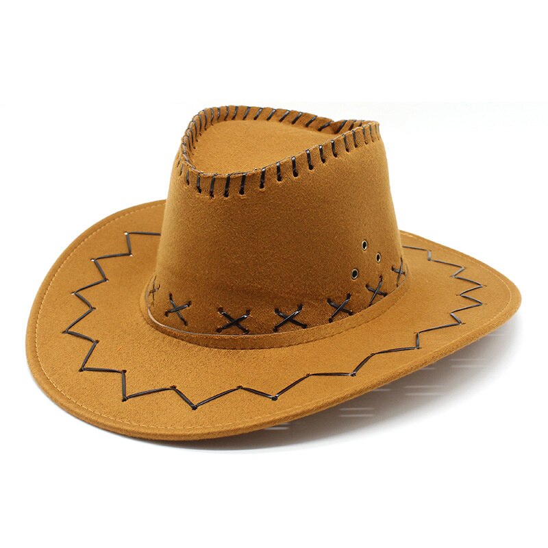 Summer Western men Fedoras Cowboy Hat Suede Cowboy Hat For Gentleman Cowgirl Jazz Cap With Gentleman Suede Sombrero Cap: 08