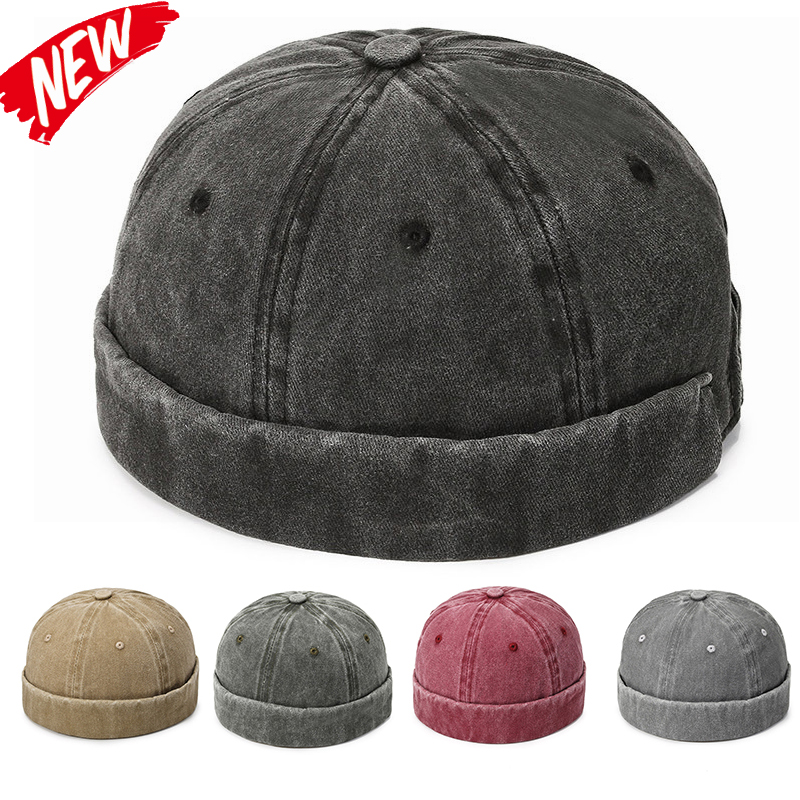 Bonnet sans bord unisexe en coton respirant pour hommes et femmes, casquette réglable, chapeaux hip hop rétro, chapeau streetwear unisexe, printemps et automne