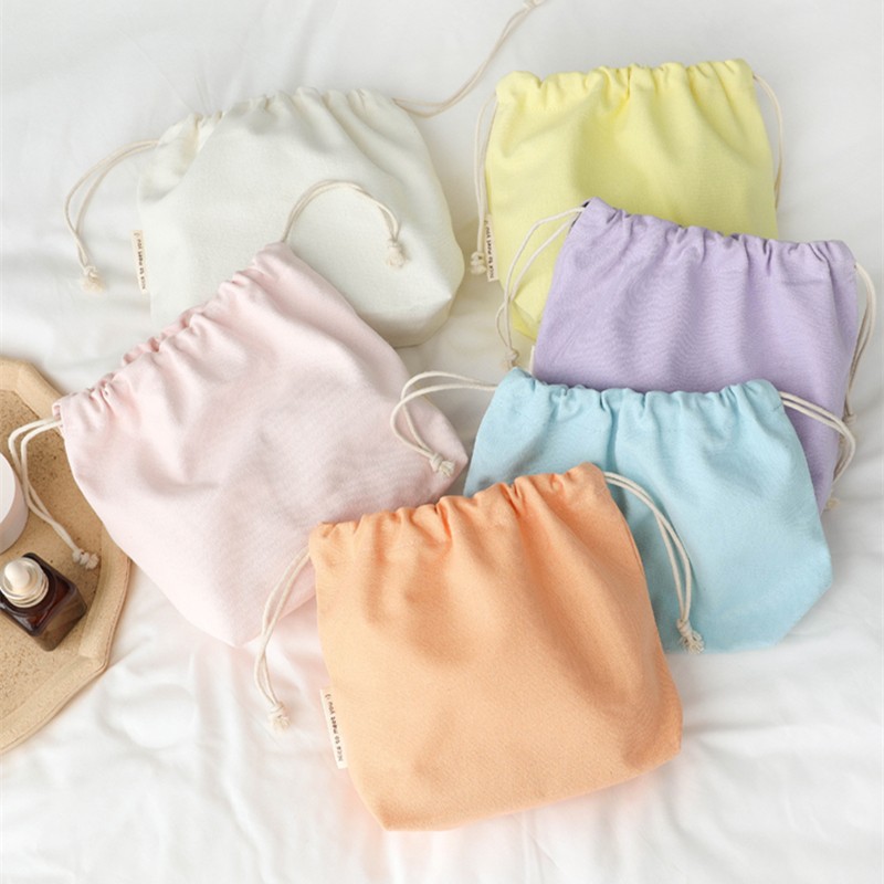 Effen Kleur Trekkoord Tas Kleine Canvas Tas Trekkoord Pouch Big Size Vrouwen Cosmetische Sieraden Kerst Cadeau Zakken String Pouch