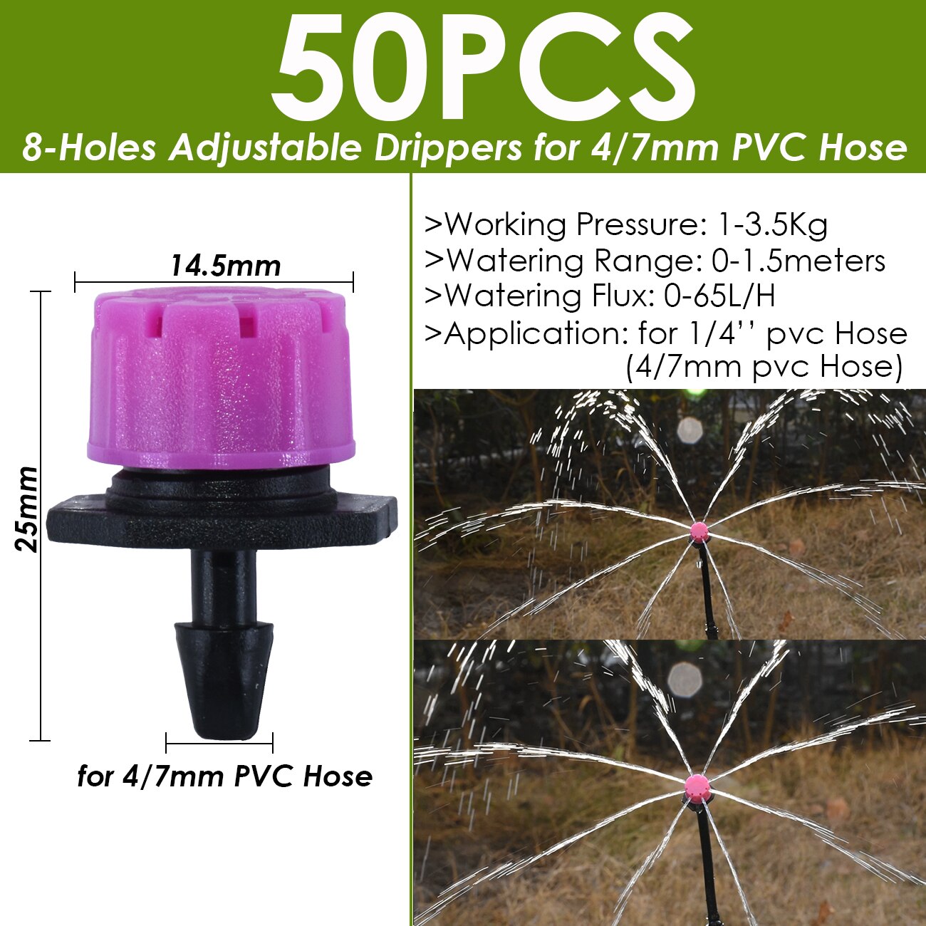 Ogród 4/7mm nawadniania kropelkowego Dripper obrotowy dysza rozpylać podlewanie zraszacz emitery dla 1/4w króciec robić węża złącza szklarnia: KSL01-251-50szt