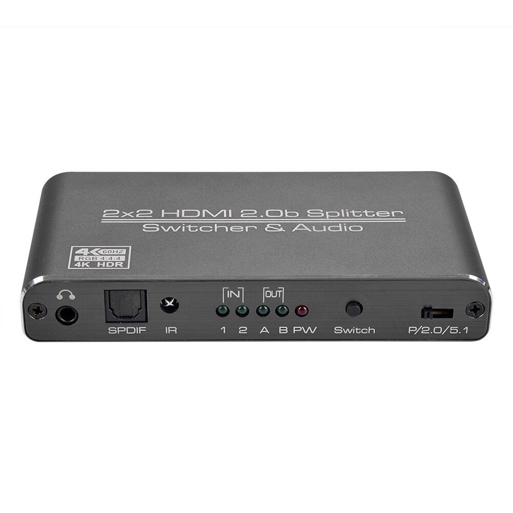 Conmutador de matriz 2,0, 2x2, 4k, 60Hz, HDMI, compatible con interruptor Simple duradero, compatible con 3D, HDCP 2,2, HD: Grey