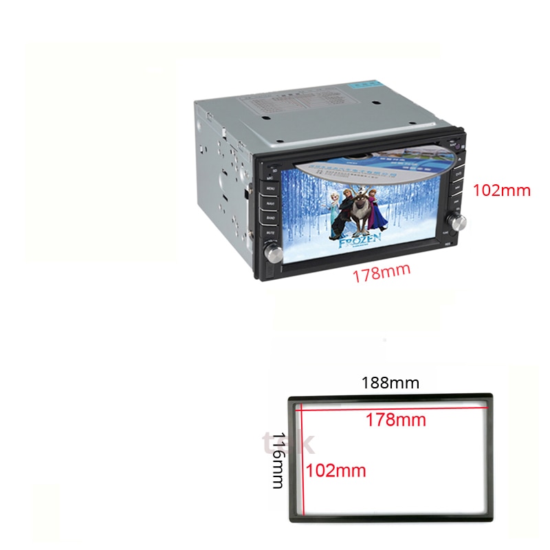 Universell dobbel din adapter ramme til bil 2 din radio fascia bur til vw chico golf bora polo  mk3 mk4 6.2 '' 7 '' 2 din montering