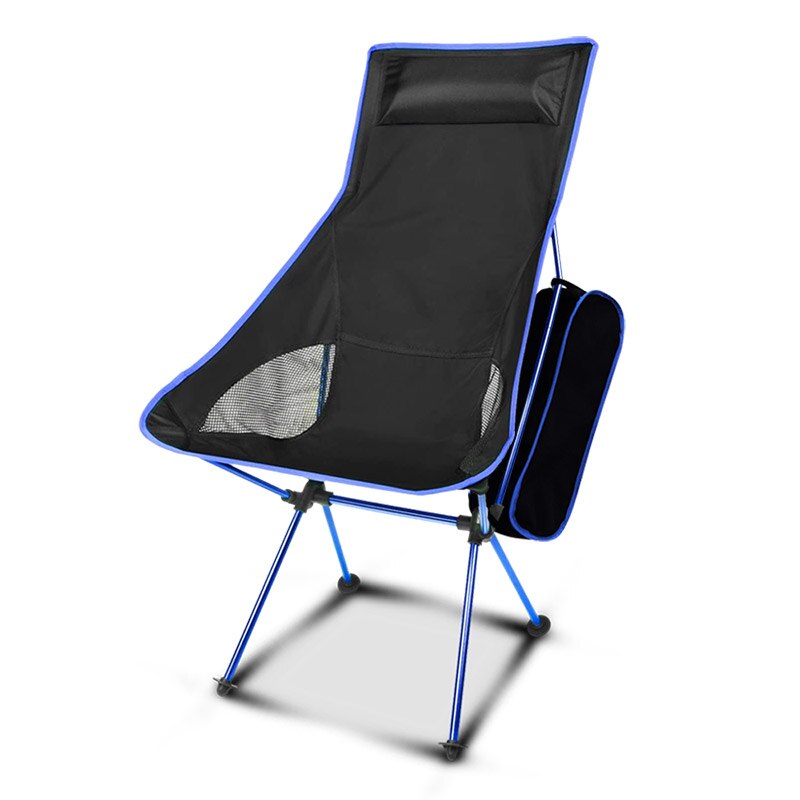 Camping moon stol foldbar bærbar udendørs møbler til travle bbq strand picnic vandreture fiskeri max belastning 150kg fiskestol: Blå