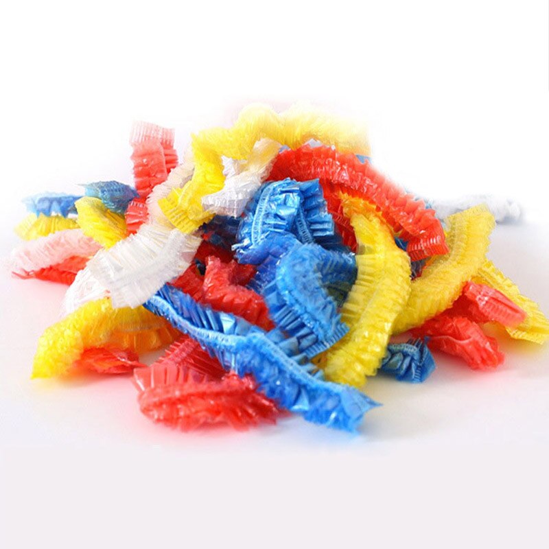 100Pcs Waterproof Shower Caps Hats Women Men Disposable Elastic Plastic Shower Bath Caps For SPA Hair Salon