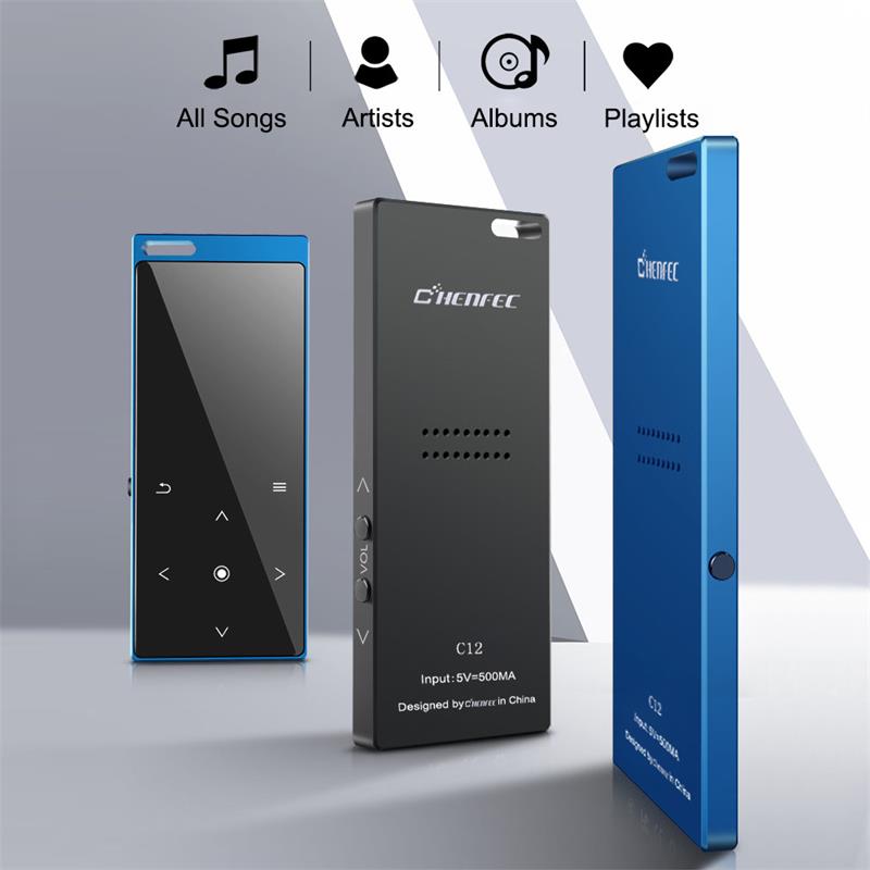 MP3 Player Metal Touch Button HIFI Bluetooth Music Player Built-in Speaker 8GB/16GB/32GB/40GB Lossless Sound with FM