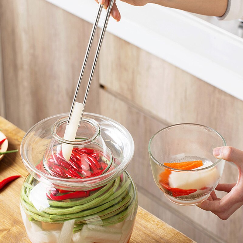 Transparent Glass Container Kimchi Storage Jar Kitchen Thickened Pickled Cans Household Pickled Jar Sealed Can