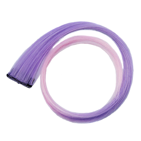 Extension synthétique longue lisse 20 pouces-Sallyhair | Postiche à pince une pièce rose jaune bleu violet pour femmes: Purple Pink