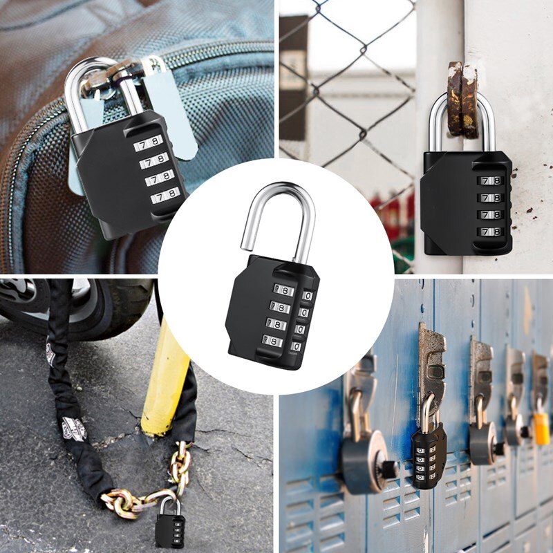 Durable 4 Digit Lock Padlock Lock Waterproof Number Locks For Door Suitcase Bag Package Cabinet Locker Window Key Locks