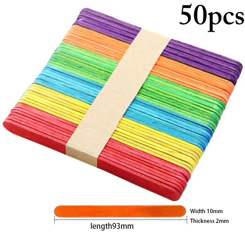 50 unids/set palitos de madera Natural de palito de helado 93mm de longitud de hielo Pop palo cocina Gadget herramientas helados: No. 4